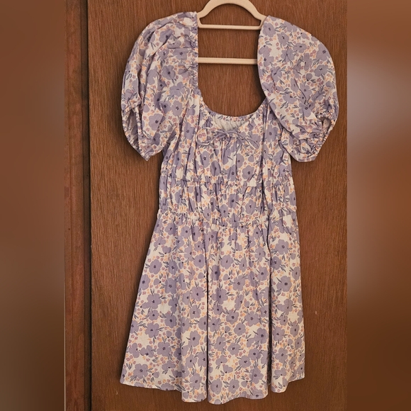 Saboskirt off shoulder dress floral puff sleeve with bodice - Picture 3 of 4